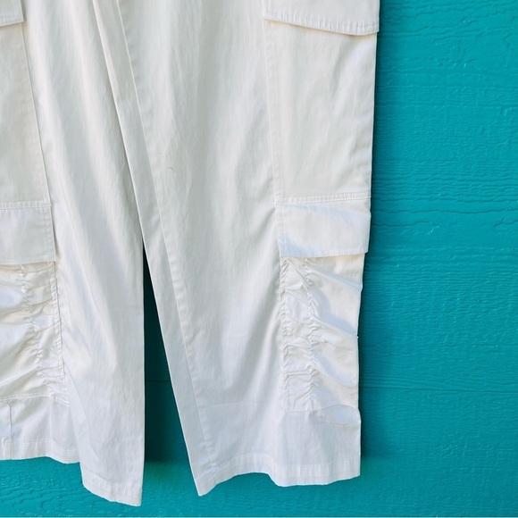ZARA SILKY WIDE LEG DOUBLE CARGO TROUSERS PANTS SIZE SMALL WHITE - Picture 3 of 12